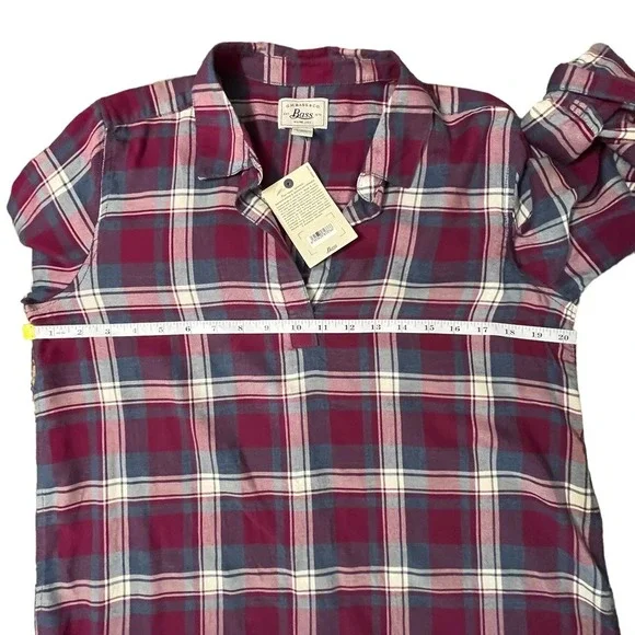 G.H.‎ Bass & Co. Lightweight Plaid Long Sleeved Shirt Medium Roll Tab Sleeve NWT - Picture 8 of 10